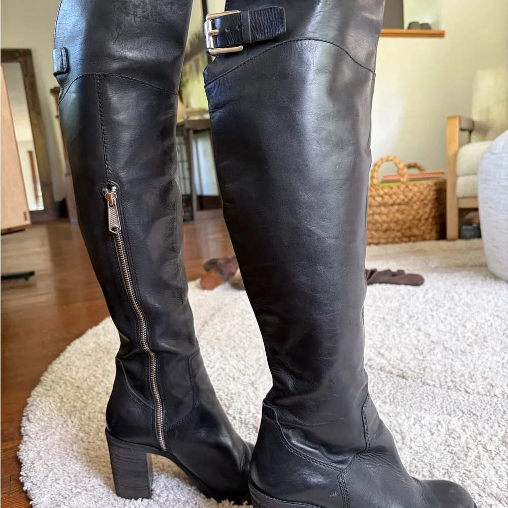 Donald Pliner Black Leather Over-the-Knee Boots Size 7.5